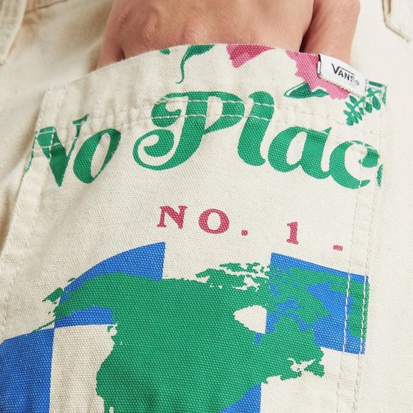 Vans Eco Positivity Women's Cream and Blue Graphic Shorts High Rise - Picture 13 of 13